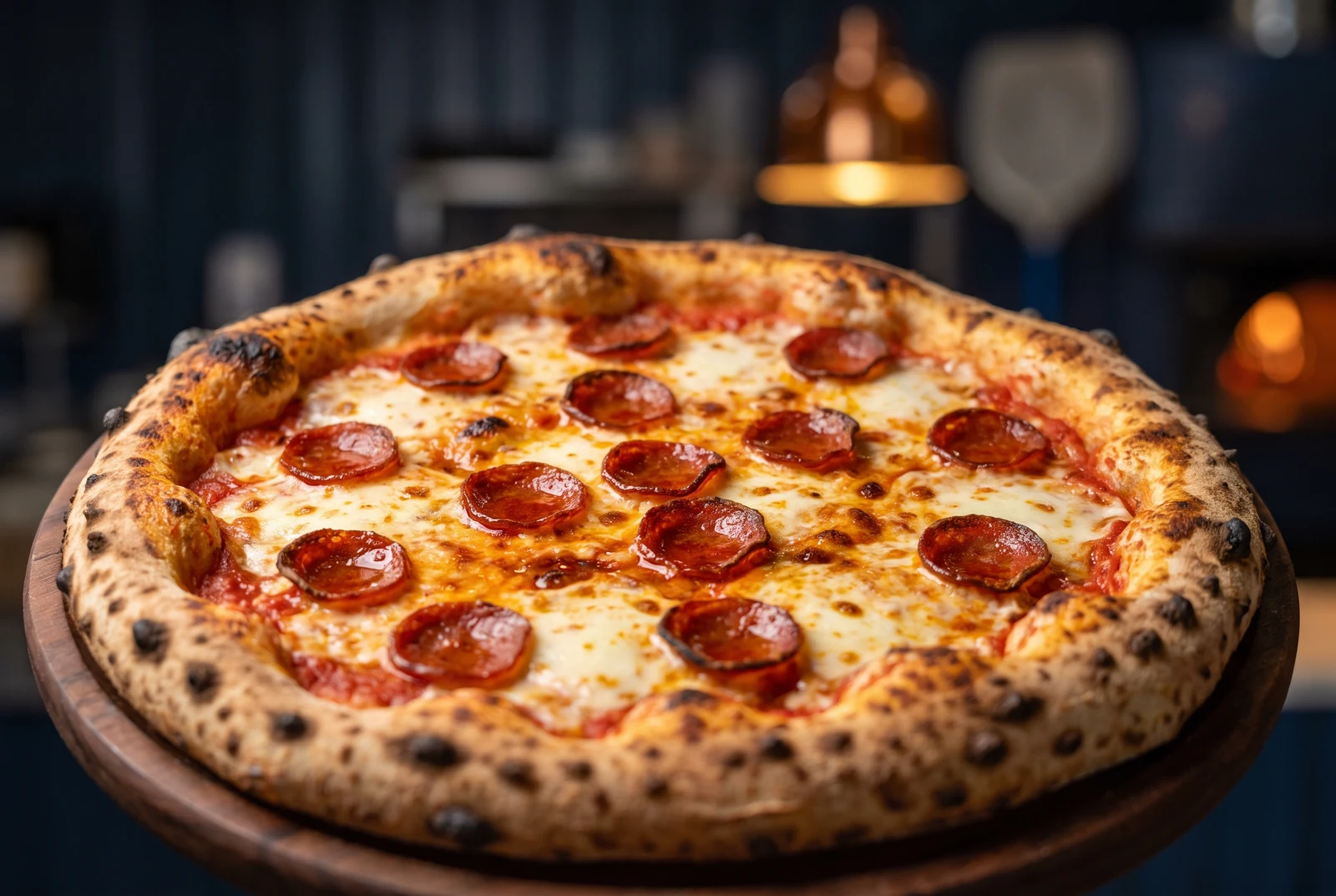 Pizza de pepperoni con mozzarella y pepperoni italiano en copas de aceite
